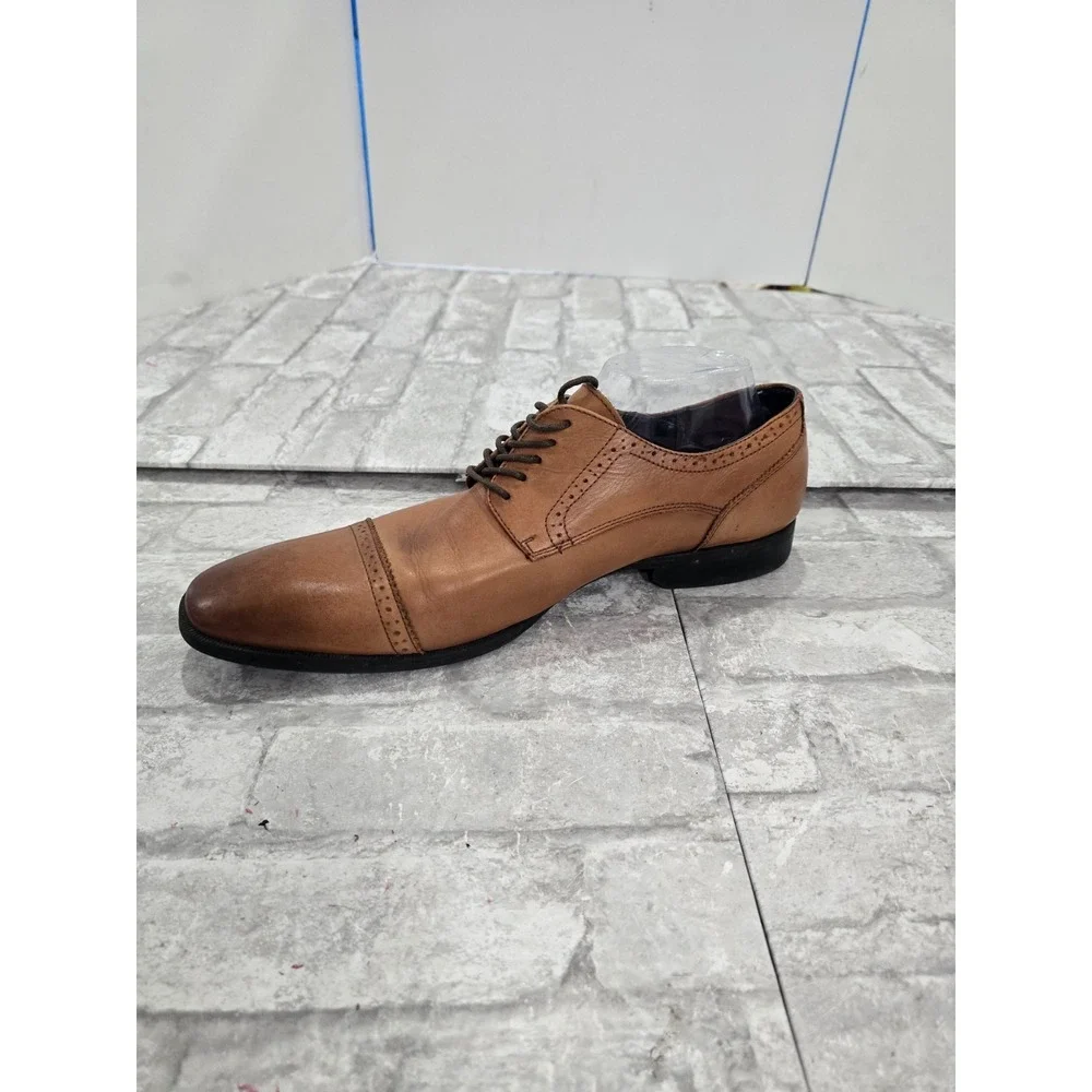 Alfani Platinum Men's Leather Dress Shoes Size 11 M Dark‎ Tan Denver Almond Toe